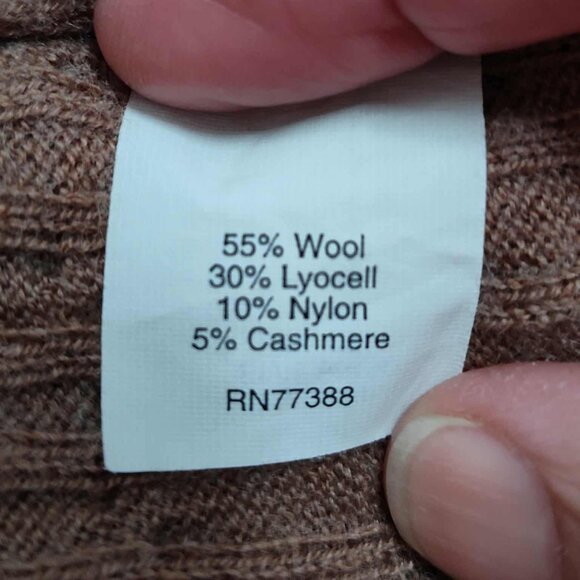 JCrew Brown V-neck cable knit wool cashmere blend pullover, size L - Picture 14 of 15